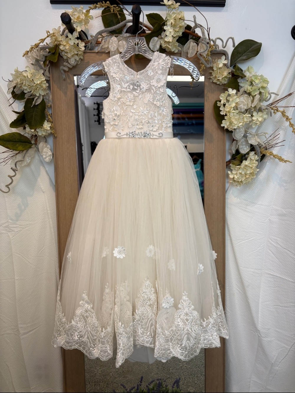 Ivory Lace & Tulle Flower Girl Dress